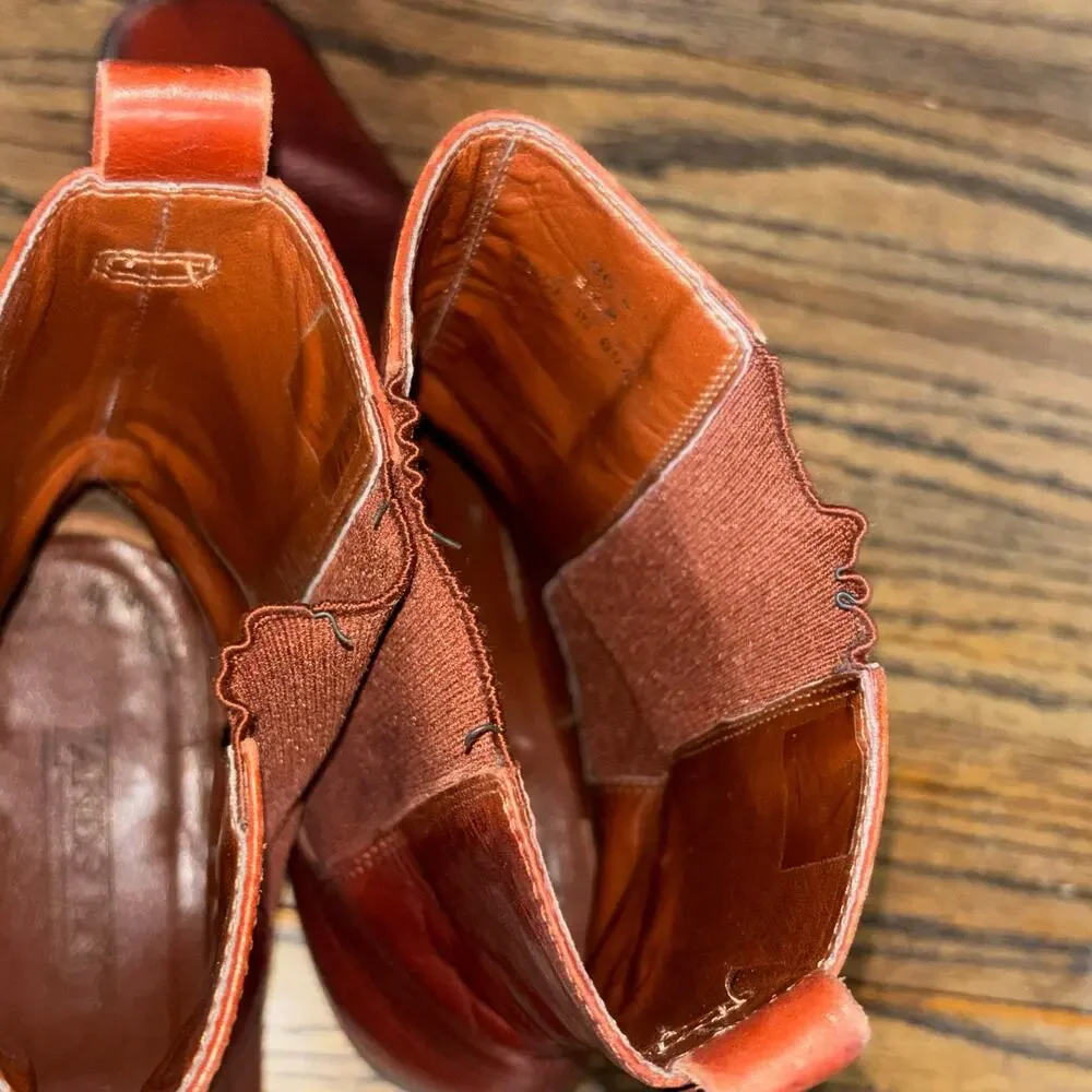 Vintage Lands’ End Brown Leather Chelsea Boots Square Toe Ankle Womens 9.5 - Picture 7 of 8